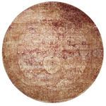 Round version of Anastasia Rug featuring central medallion and gradient copper to burgundy tones