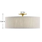 Product dimensions labeled: 22 inches diameter and 9.38 inches height on flush mount ceiling light