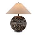 Casimer Black Table Lamp front view illuminated on white background