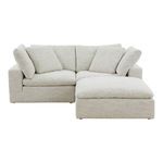 Clay Nook modular sectional in light beige Performance Technology Fabric with five loose cushions and a chaise on the right