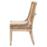 Side profile view emphasizing chair thickness and natural wood legs