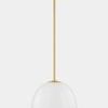 Scranton Pendant shown from straight-on side view highlighting rounded silhouette and gold ceiling mount