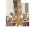 Goldfinch chandelier viewed from higher angle showing the top hanging chain and arm layout