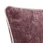 Close-up on top corner showing velvet nap and finely woven beige piping
