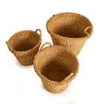 Product Image 9 for Seagrass Tapered Baskets With Handles And Cuffs, Set Of 3 from Napa Home And Garden