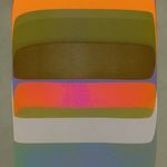 Close crop of the artwork emphasizing the muted brown and olive green central color band