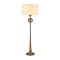 Repeat of antique brass floor lamp with trumpet-shaped base and white drum shade