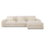 Repeating frontal view of Berga Sectional with chaise on right side against white background
