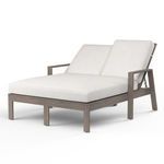 Frontal view of Laguna Double Chaise highlighting wide seat cushion and clean-lined armrests