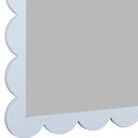 Detailed close-up showing scalloped edge profile of painted bluebonnet wood frame