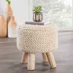 Product Image 1 for Montana Knitted Cream Stool from Jaipur 