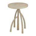 Side angle showcasing the layered root detail and natural finish of the faux bois legs