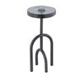 Side angle of Grove Drinks Table showing curved leg design and glass top