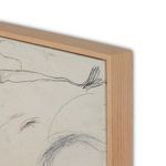 Close-up of painting edge highlighting wood frame and canvas texture with light pencil marks