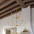 Close-up focusing on the bulb detail and gold holder texture of the chandelier