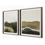 Side angled view highlighting walnut frame thickness and texture of layered brushstrokes