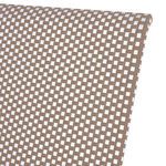Close-up top view of chaise backrest showing tight woven natural and white wicker texture