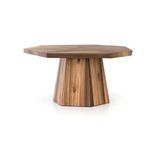 Side angle of Brooklyn Dining Table highlighting blended wood shades and smooth table edges