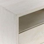 Close-up of top corner showing natural wood grain and smooth light finish texture