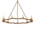White background detail of scalloped frame wrapped in natural rattan with candle-style lights