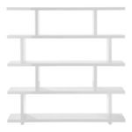 Miri Large Shelf with staggered open shelves arranged asymmetrically in white finish, modern and versatile design