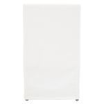 Straight back view emphasizing the smooth slipcover surface and chair silhouette