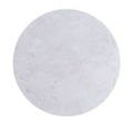 Overhead view focused on the polished white marble round tabletop of the Ruban Accent Table