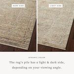 Close-up showing rug's pile with distinct light and dark sides revealing dynamic color change