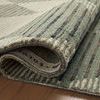 Rolled edge side view of Francis Spa / Granite Rug showing wool pile and backing