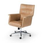 Three-quarter front view showing smooth leather contours and plush cushioning on Humphrey Desk Chair