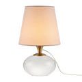 Side angled view of Diantha Lamp showing gleaming crystal base and warm brass metal