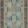 Traditional Victoria rug with light blue field, dark blue floral border, yellow and green botanical patterns