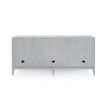 Back view of Cameron 4-Door Cabinet showing gray wood finish with ventilation cutouts