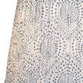 Side view close-up of Lenore lamp shade highlighting pleated fabric and blue border trim