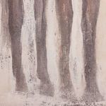 Close-up focusing on the horse’s legs showing the textured layering of paint and mixed media