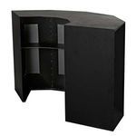 Back view reveals open storage compartment with curved shelf inside sturdy steel frame