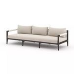 Sherwood 93" Faye Sand Outdoor Sofa with sturdy aluminum frame and sand-colored Sunproof fabric cushions