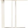 Montecito table backside view highlighting the double vertical metal supports in white frame