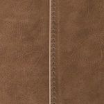 Bench corner showcasing leather top with subtle aged texture and metal frame leg