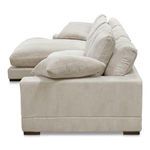 Side view highlighting the corduroy texture upholstery and plush cushion depth of Plunge slipper chair