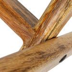 Close-up of intersecting wooden legs showing natural wood texture and grain detail