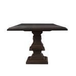 Front view of single pedestal showcasing the multi-layered base and wood texture