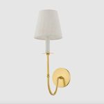 Amina Wall Sconce showing angled side view with clear linen texture on shade