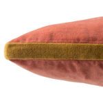 Close-up side view highlighting thick gold velvet band along pillow edges