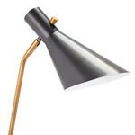 Close-up of Spyder Task Lamp black metal shade with brass adjuster knob