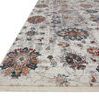 Close-up angled view of Samra Ivory Multi Rug showing pile texture and fringed edge on white background