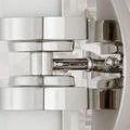 Close-up of nickel wall mount and adjustable joint of Bowland Bath Wall Sconce