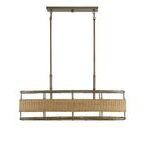 Product Image 3 for Arcadia 4 Light Warm Brass With Natural Rattan Linear Chandelier from Savoy House 