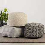 Product Image 1 for Renon Indoor/ Outdoor Tribal Black/ Light Taupe Cylinder Pouf from Jaipur 