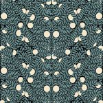Orange Bush Forest removable peel and stick wallpaper with dense leafy forest and round orange motifs on dark background
